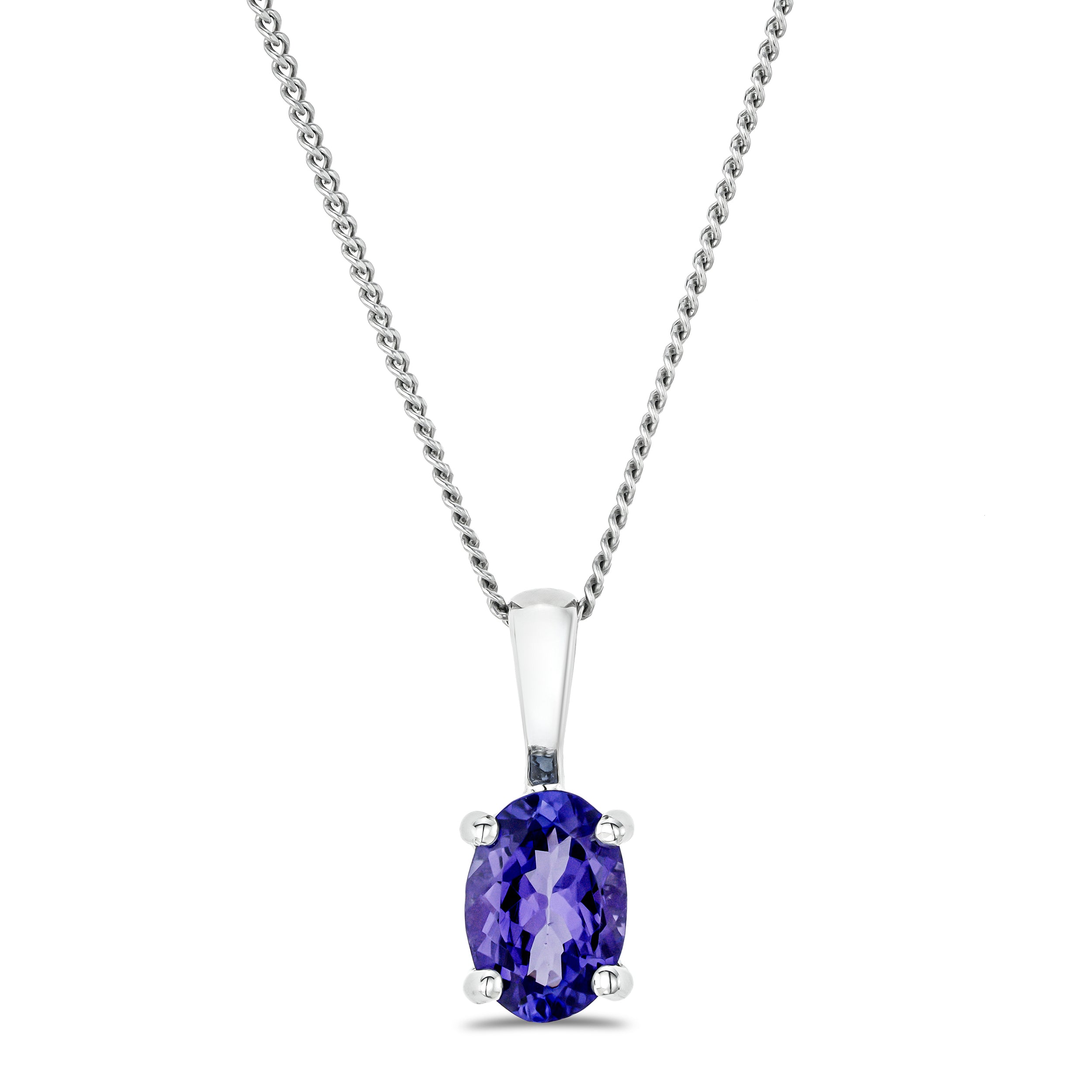 Tanzanite 7 x 5mm 925 Sterling Silver Pendant Necklace